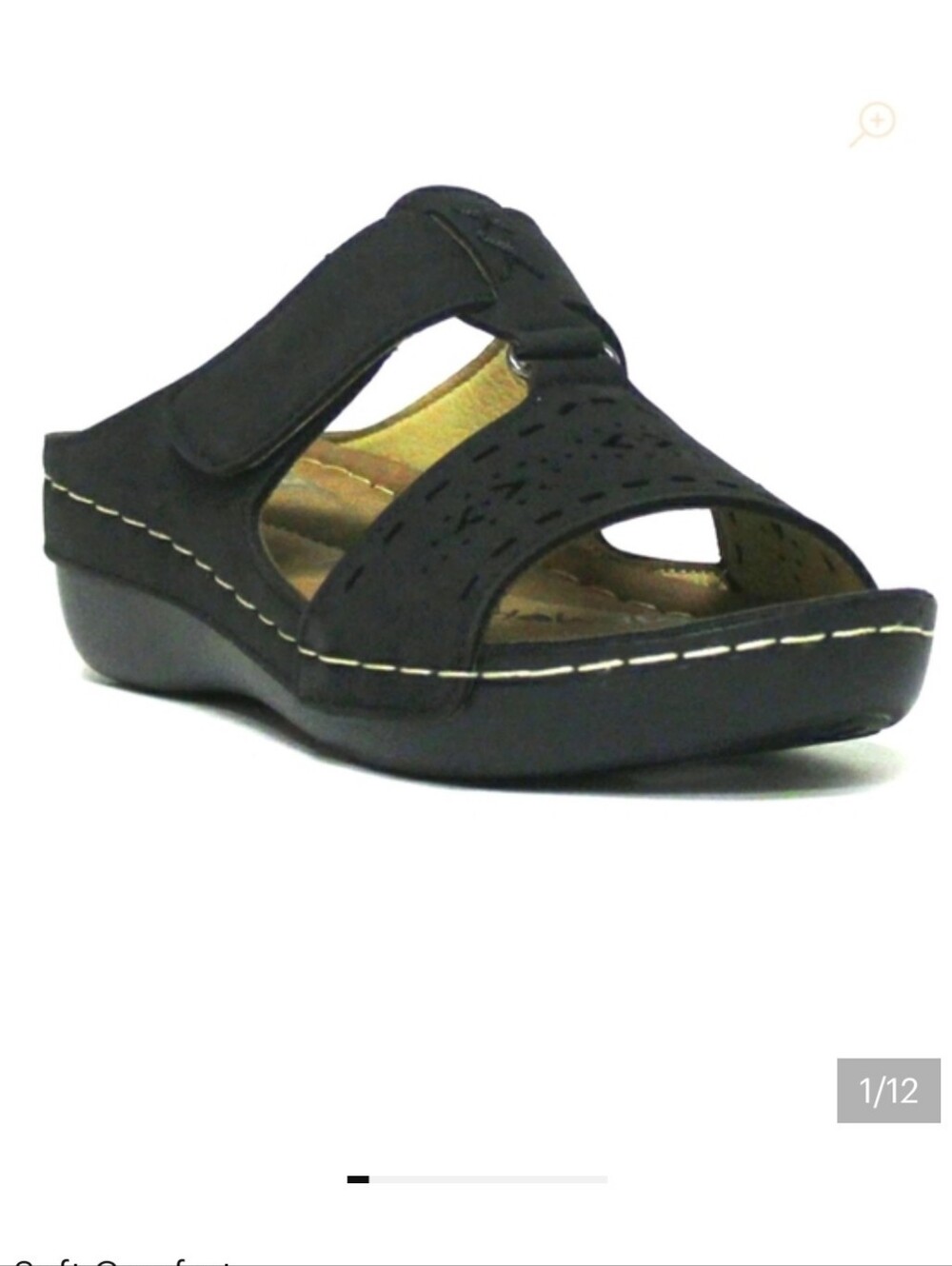 Me Too Comfort Slide Sandals Velcro Straps Black Size 8